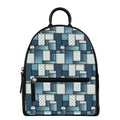 Plaid And Denim Patchwork Pattern Print Leather Backpack