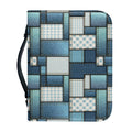 Plaid And Denim Patchwork Pattern Print Leather Bible Cover