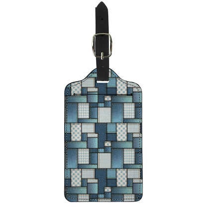 Plaid And Denim Patchwork Pattern Print Luggage Tag