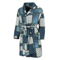 Plaid And Denim Patchwork Pattern Print Men's Bathrobe
