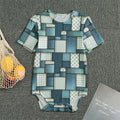 Plaid And Denim Patchwork Pattern Print Men's Bodysuit