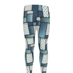 Plaid And Denim Patchwork Pattern Print Men's leggings