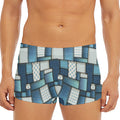 Plaid And Denim Patchwork Pattern Print Men's Short Boxer Briefs