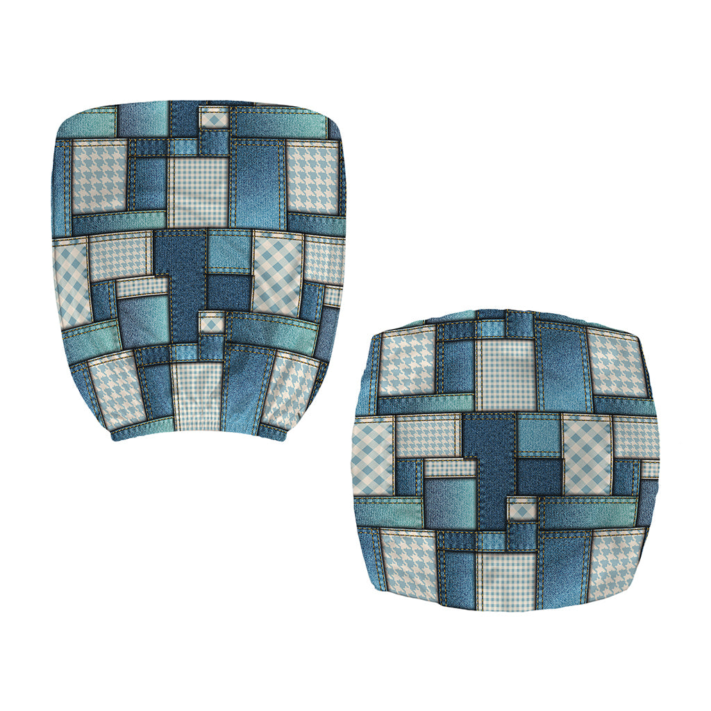 Plaid And Denim Patchwork Pattern Print Office Chair Cover