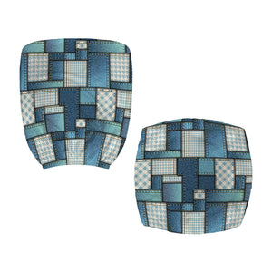 Plaid And Denim Patchwork Pattern Print Office Chair Cover