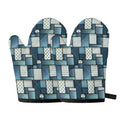 Plaid And Denim Patchwork Pattern Print Oven Mitts