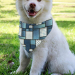 Plaid And Denim Patchwork Pattern Print Over The Collar Dog Bandana
