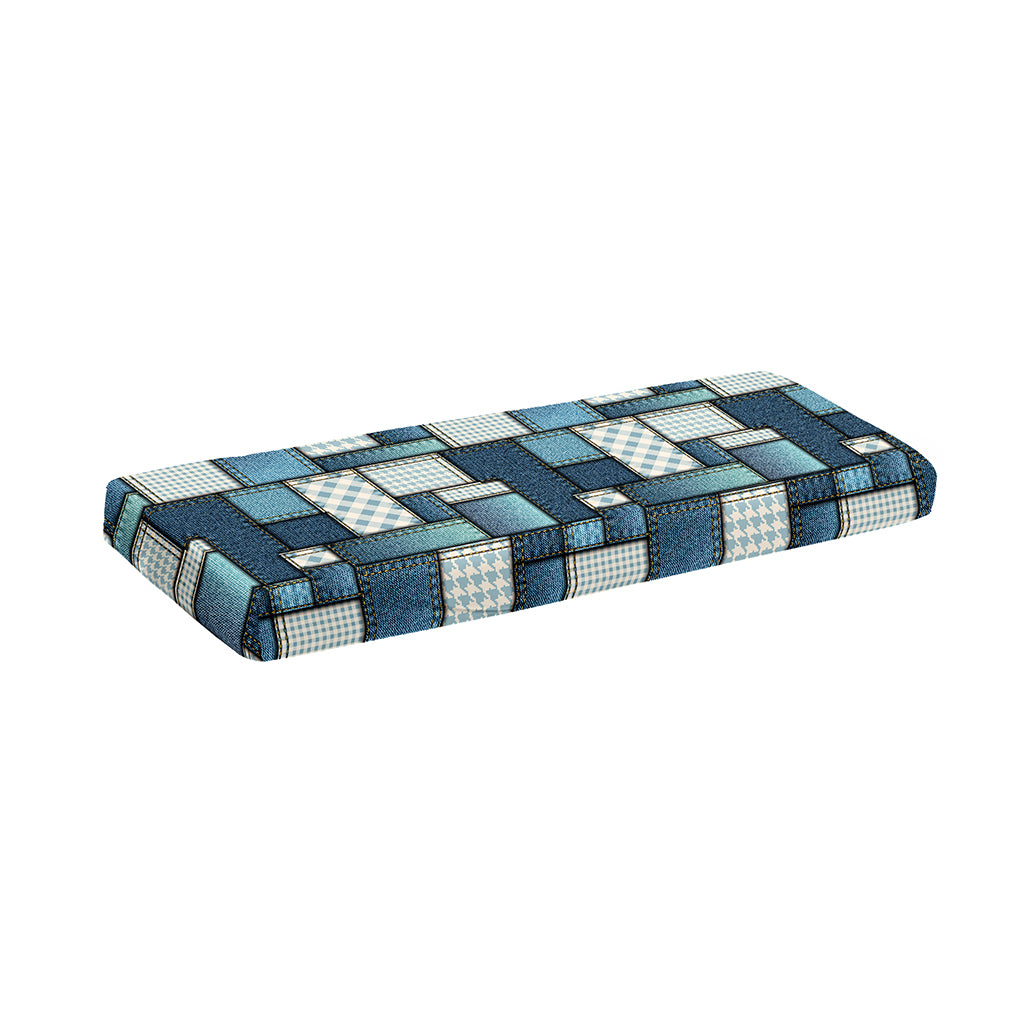 Plaid And Denim Patchwork Pattern Print Piano Keyboard Cover