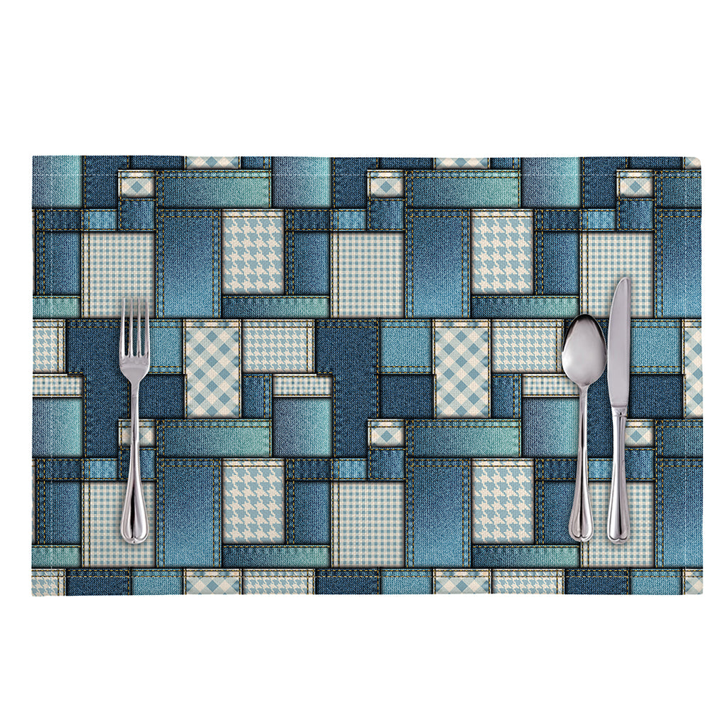 Plaid And Denim Patchwork Pattern Print Placemat