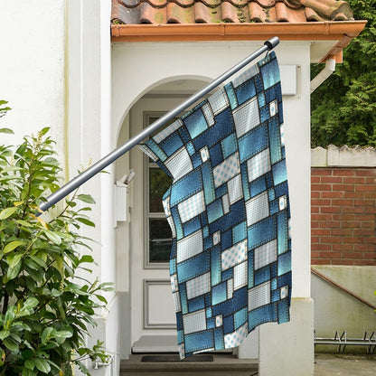 Plaid And Denim Patchwork Pattern Print Polyester Flag