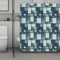 Plaid And Denim Patchwork Pattern Print Polyester Shower Curtain