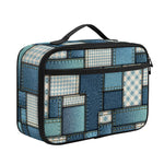 Plaid And Denim Patchwork Pattern Print Portable Lunch Bag