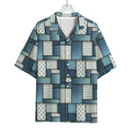 Plaid And Denim Patchwork Pattern Print Rayon Hawaiian Shirt