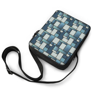 Plaid And Denim Patchwork Pattern Print Rectangular Crossbody Bag