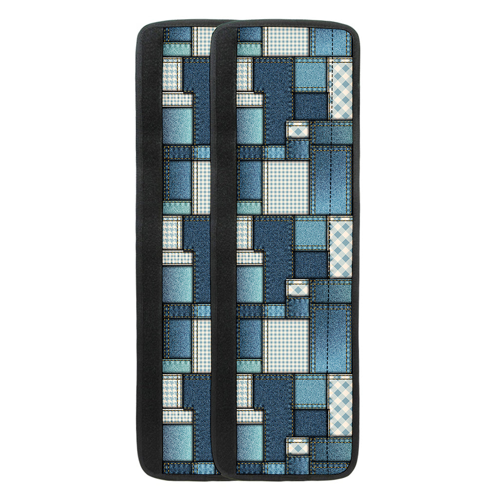 Plaid And Denim Patchwork Pattern Print Refrigerator Handle Covers