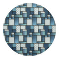 Plaid And Denim Patchwork Pattern Print Round Blanket