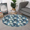 Plaid And Denim Patchwork Pattern Print Round Rug