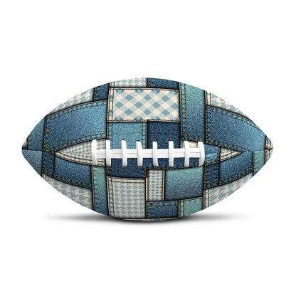 Plaid And Denim Patchwork Pattern Print Rugby Ball