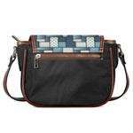 Plaid And Denim Patchwork Pattern Print Saddle Bag