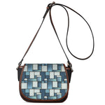 Plaid And Denim Patchwork Pattern Print Saddle Bag