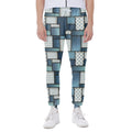 Plaid And Denim Patchwork Pattern Print Joggers