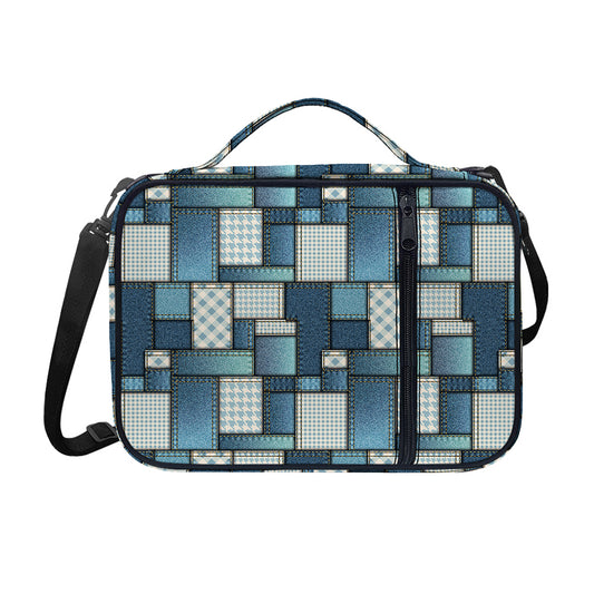Plaid And Denim Patchwork Pattern Print Shoulder Strap Bible Bag