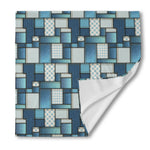 Plaid And Denim Patchwork Pattern Print Silk Bandana