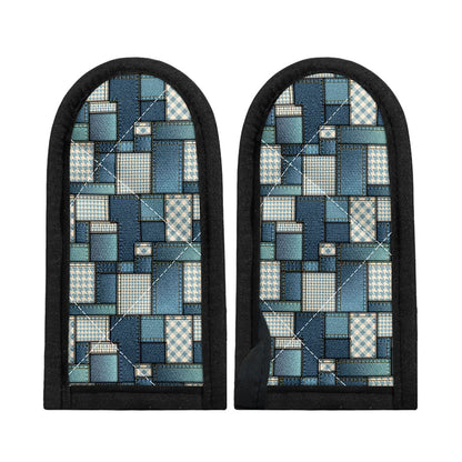 Plaid And Denim Patchwork Pattern Print Skillet Handle Cover