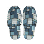 Plaid And Denim Patchwork Pattern Print Slippers