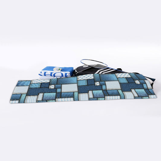 Plaid And Denim Patchwork Pattern Print Sports Towel