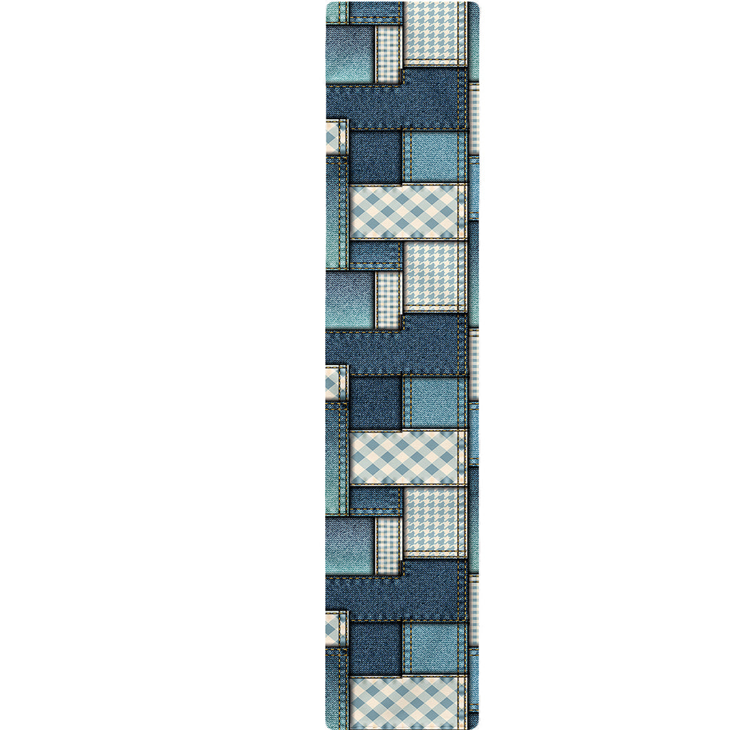 Plaid And Denim Patchwork Pattern Print Table Runner