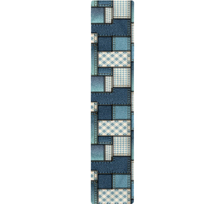 Plaid And Denim Patchwork Pattern Print Table Runner