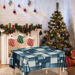 Plaid And Denim Patchwork Pattern Print Tablecloth