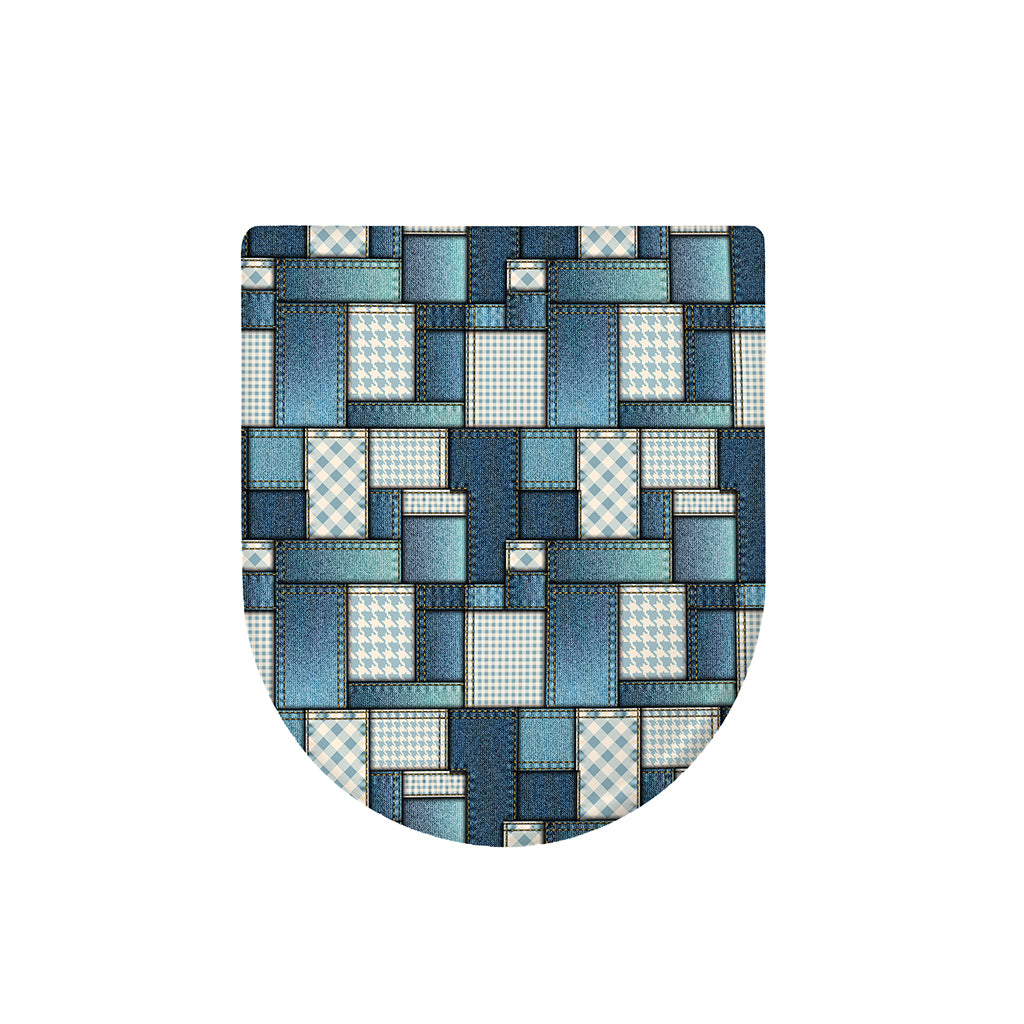 Plaid And Denim Patchwork Pattern Print Toilet Lid Cover