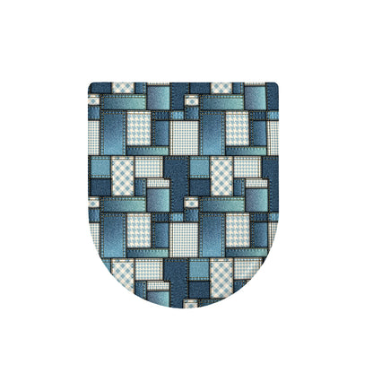 Plaid And Denim Patchwork Pattern Print Toilet Lid Cover