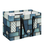 Plaid And Denim Patchwork Pattern Print Utility Tote Bag