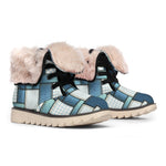 Plaid And Denim Patchwork Pattern Print Winter Boots