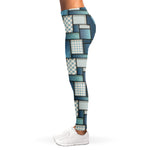 Plaid And Denim Patchwork Pattern Print Women's Leggings