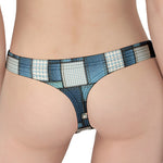 Plaid And Denim Patchwork Pattern Print Women's Thong