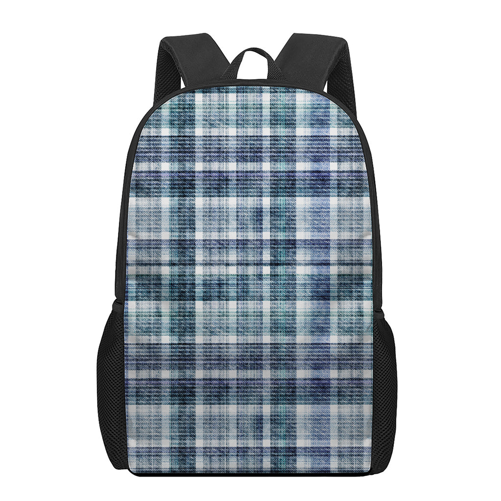 Plaid Denim Jeans Pattern Print 17 Inch Backpack