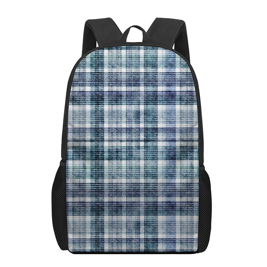 Plaid Denim Jeans Pattern Print 17 Inch Backpack
