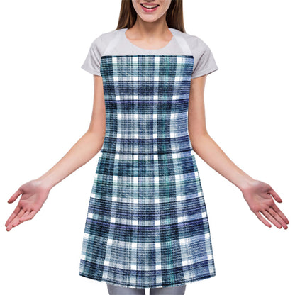 Plaid Denim Jeans Pattern Print Adjustable Apron