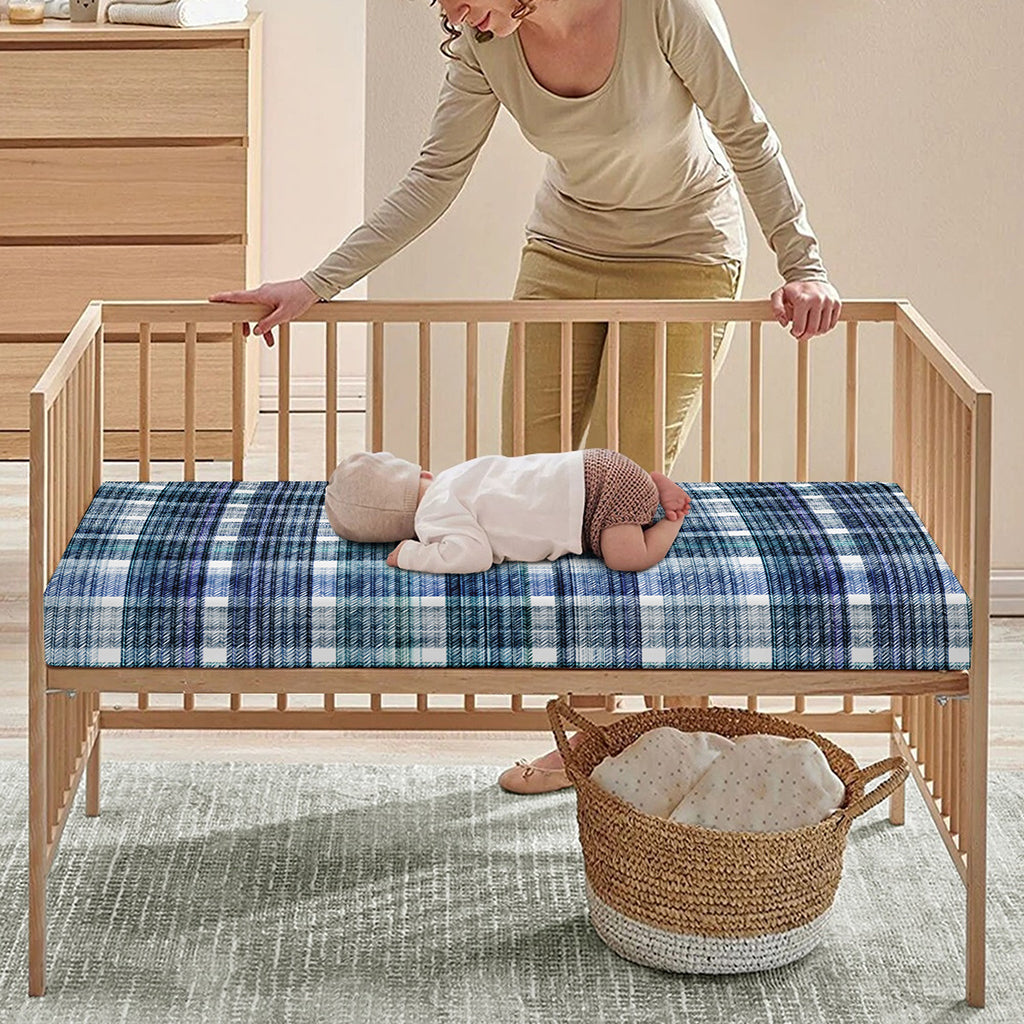 Plaid Denim Jeans Pattern Print Baby Crib Sheet