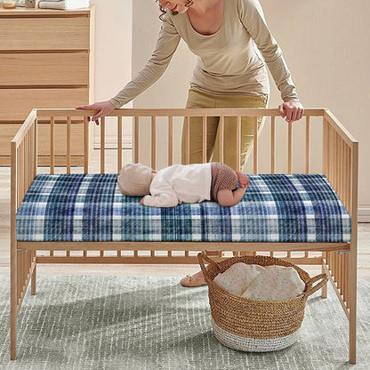 Plaid Denim Jeans Pattern Print Baby Crib Sheet