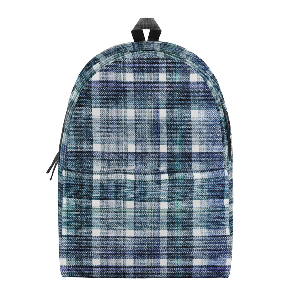 Plaid Denim Jeans Pattern Print Backpack