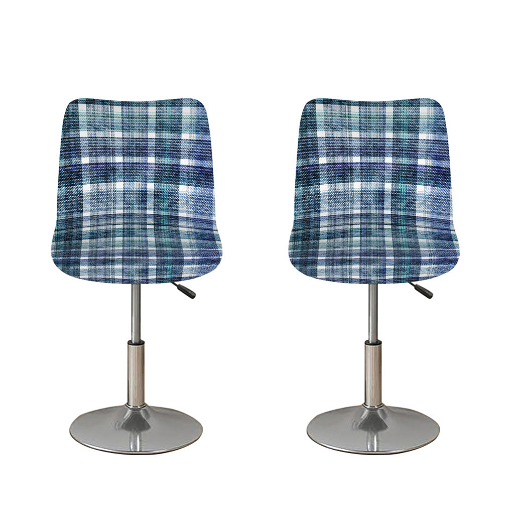 Plaid Denim Jeans Pattern Print Bar Stool Covers