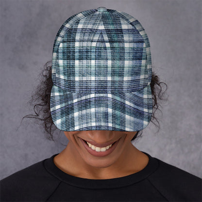 Plaid Denim Jeans Pattern Print Baseball Cap