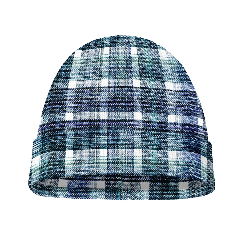 Plaid Denim Jeans Pattern Print Beanie