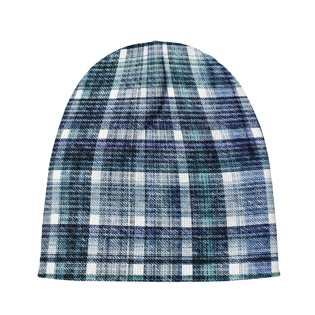 Plaid Denim Jeans Pattern Print Beanie