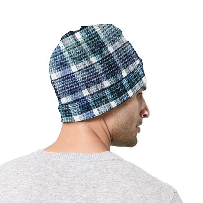 Plaid Denim Jeans Pattern Print Beanie